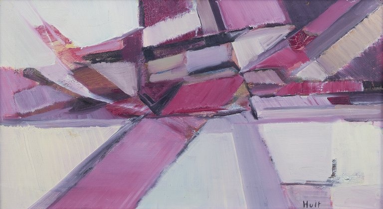 Torsten Hult (1922-2012), svensk kunstner.Olie på malerplade.Abstrakt komposition.