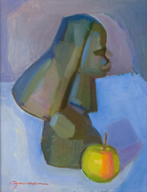 Ernst Ingemansson, svensk kunstner. Olie på malerplade.Modernistisk opstilling.