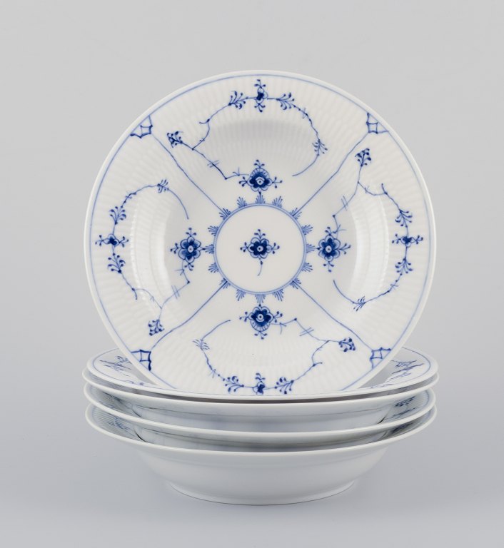 Royal Copenhagen Blue Fluted Plain.A set of five deep plates.