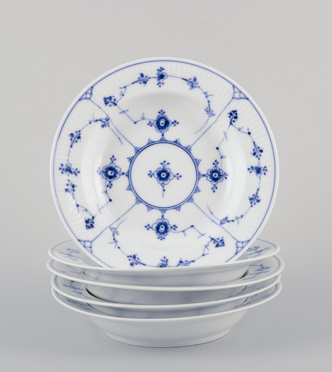 Royal Copenhagen Blue Fluted Plain.A set of five small deep plates.
