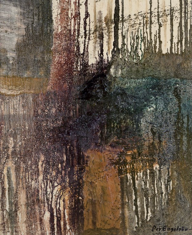 Per Engstr&#246;m (1873&#8211;1931), svensk kunstner.Olie p&#229; l&#230;rred.Abstrakt komposition.