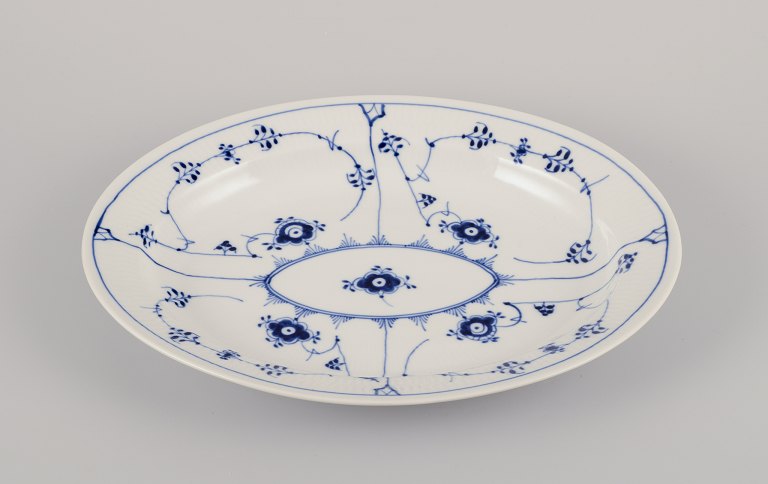 Royal Copenhagen Blue Fluted Plain. Oval serving dish hand-painted in blue.