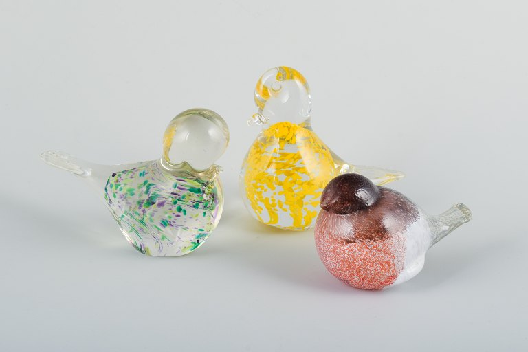 Artglass Team, Finland, tre figurer af fugle i kunstglas. 1980