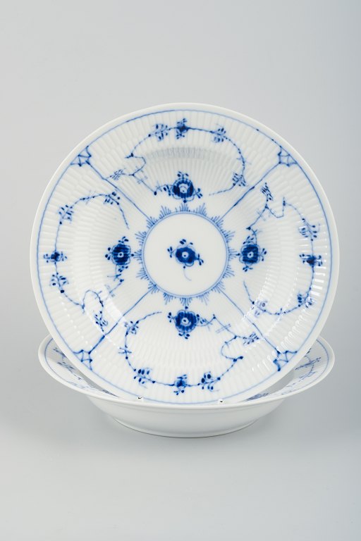 Royal Copenhagen Blue Fluted Plain, two deep plates.