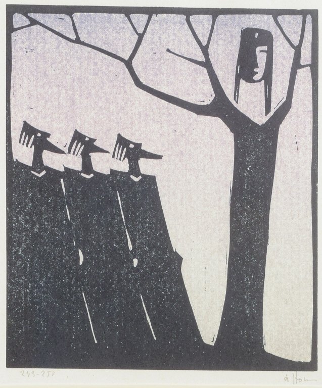 Åke Holm, Sverige.Træsnit, Maria och de tre vise män, 1978.