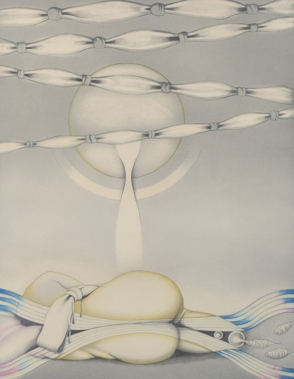 Bert Johnny Nilsson, Sverige, 1976.Farveætsning med surrealistiske former.