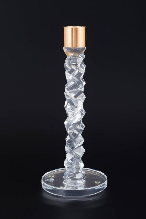 Orrefors, Sverige
Krystalstage i presset og slebet glas med kobberindsats til lys.