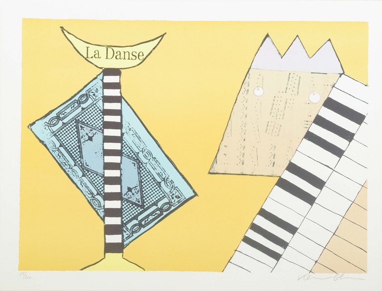 Karin Olesen“La Danse”.Litografi i farver.