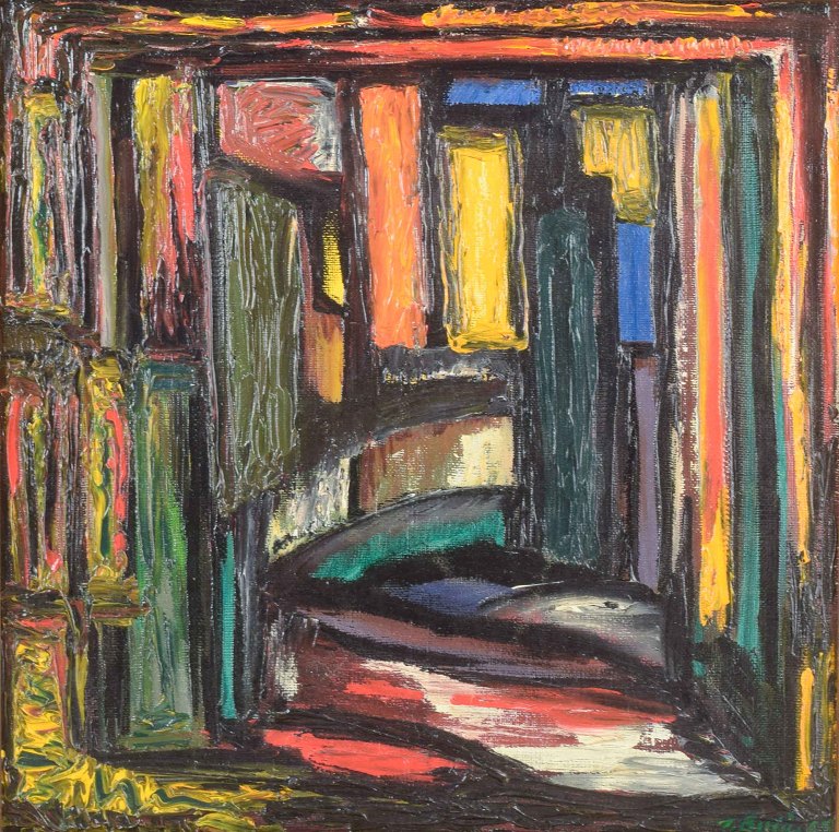 Tord Petter BerlinSvensk kunstnerAbstrakt komposition.Olie på lærred.