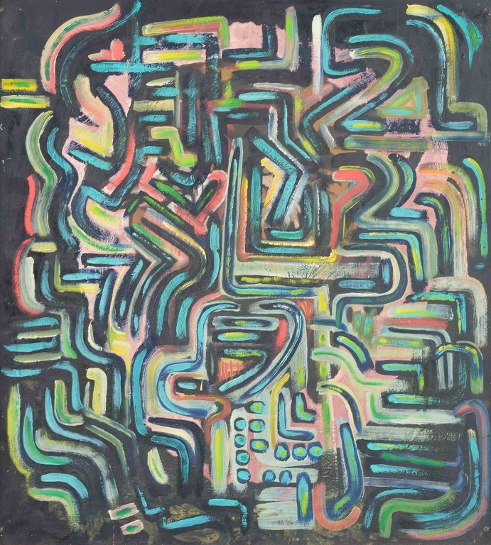 Carsten HellströmSvensk kunstner“Krets II”.Olie på plade, 1982.