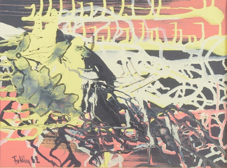 Gunnar Fohlin (1924–1998)“Komposition”.Gouache på papir
