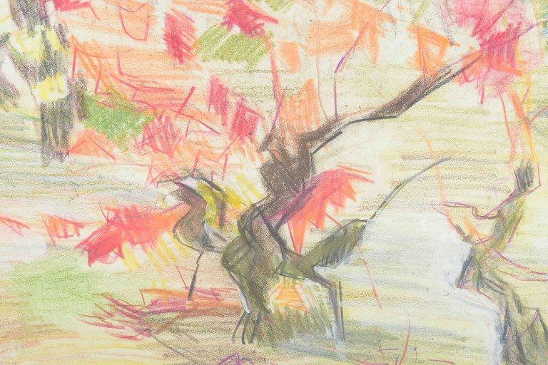 Brita af Klercker (1906–2001)Abstrakt komposition.Pastel på papir.