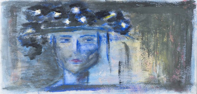 Svensk kunstnerKvindeansigt.Olie på lærred.