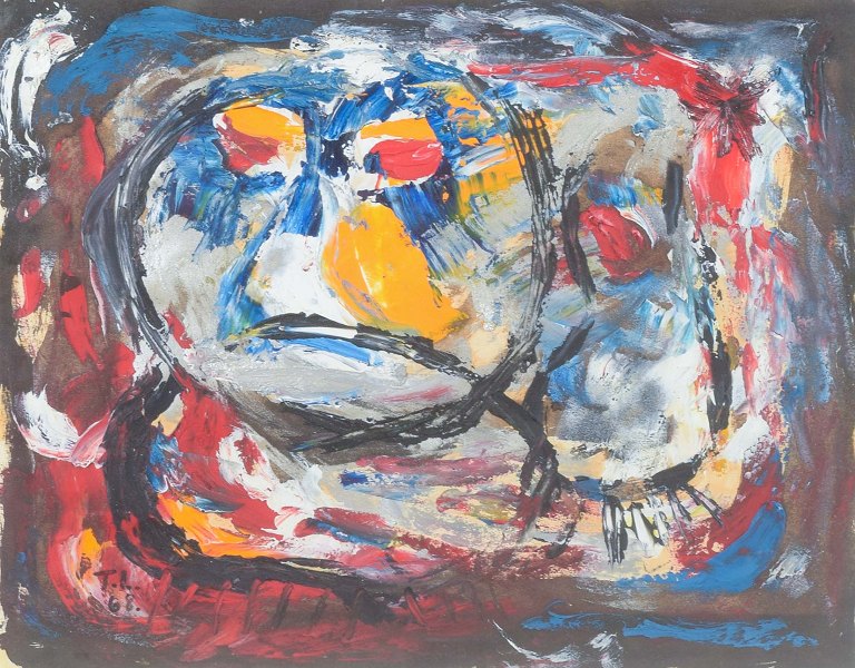 Tom LindhardtKomposition.Mixed media på papir, 1968.