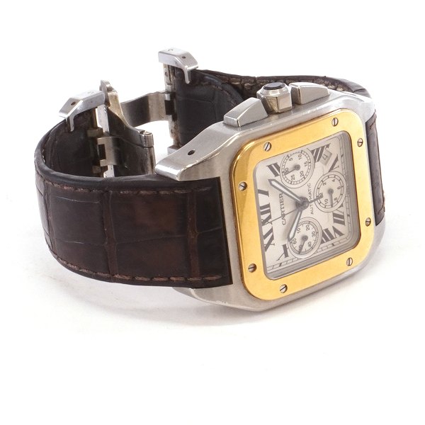 Cartier Santos 100 automatic chronograph Jahrgang 2009. Grösse: 42x42mm