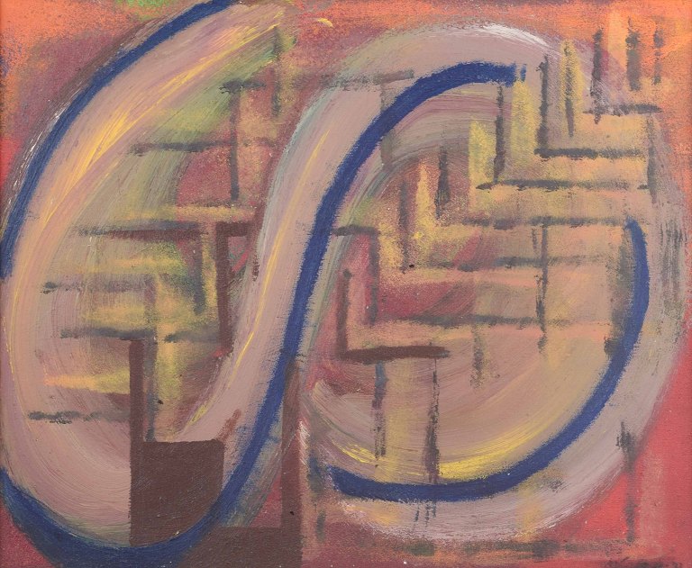 Skandinavisk kunstnerAbstrakt komposition.Olie på lærred.