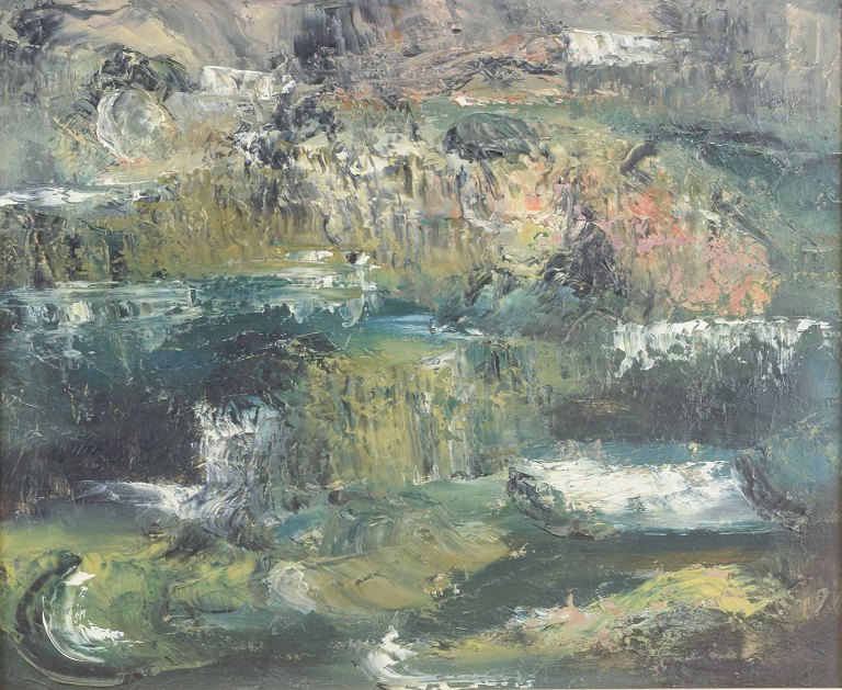 Gösta JonssonAbstrakt komposition.Olie på lærred.