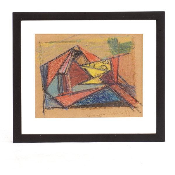 Mogens Balle, 1921-88, oil chalk. Signed and dated 1947. Visible size: 16,5x20,5cm. With frame: 25x28cm