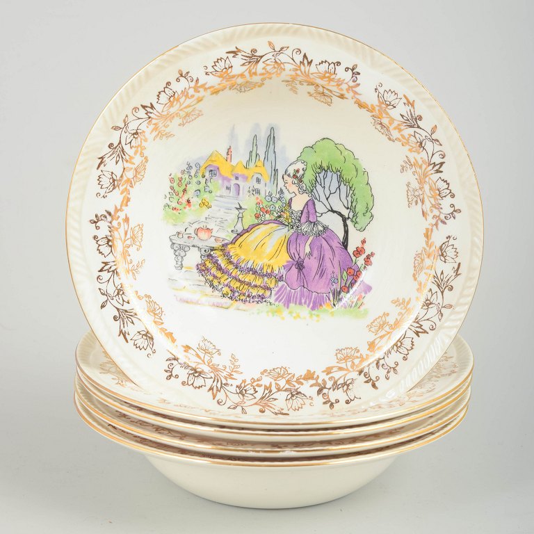 Royal Alma, England, sæt med 5 skåle, ca. 1930’erne.