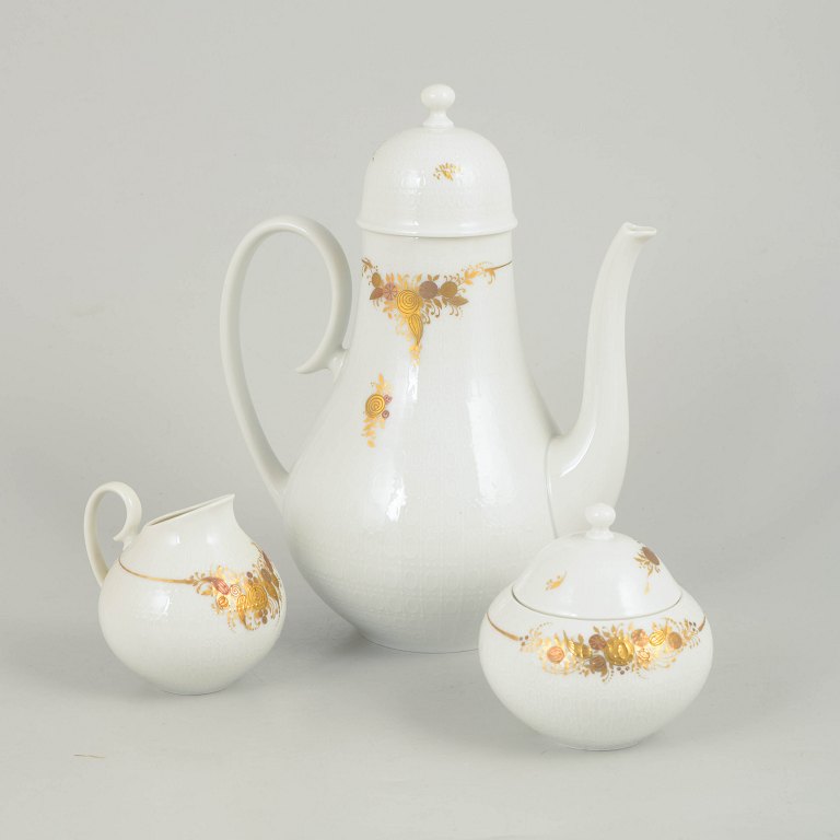 Bjørn Wiinblad for Rosenthal, coffee set with coffee pot, creamer and sugar bowl.