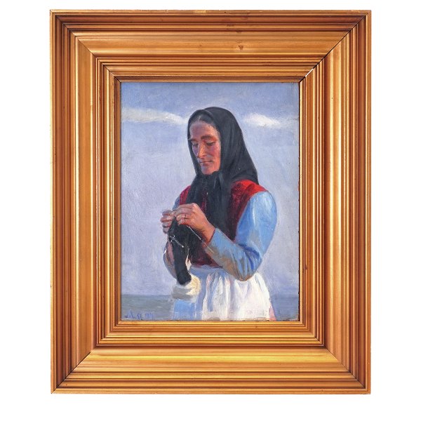 Michael Ancher, 1949-1927, oil on wood. Signed "MA 99". Visible size: 32x24cm. With frame: 50x42cm