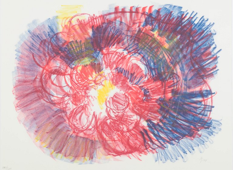 Dronning Margrethe II, farvelitografi.