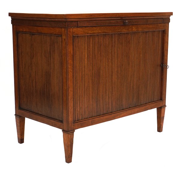 Swedish early 19th century mahogany tambour door cabinet  circa 1800-20. H: 83cm. Top: 52x93cm
