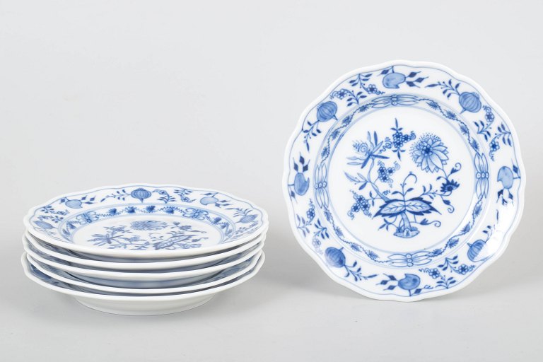 Meissen Blue Onion, set of six small plates.