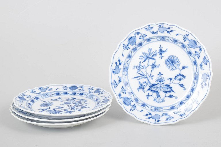 Meissen Blue Onion, set of four salad plates.