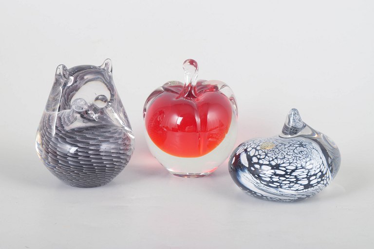 Set of three glass sculptures from FM Konstglas, Sweden.