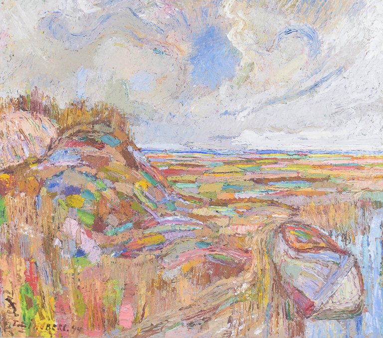 Tore Lindberg, oliemaleri på plade, listet svensk kunstner.