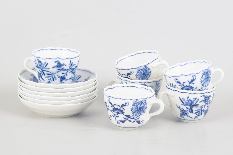 Meissen, set of six demitasse cups with matching saucers.