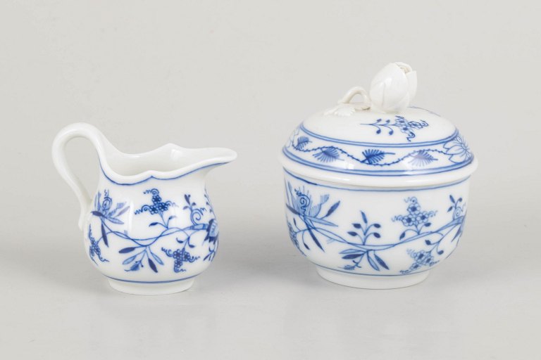 Meissen, sukkerskål og flødekande.