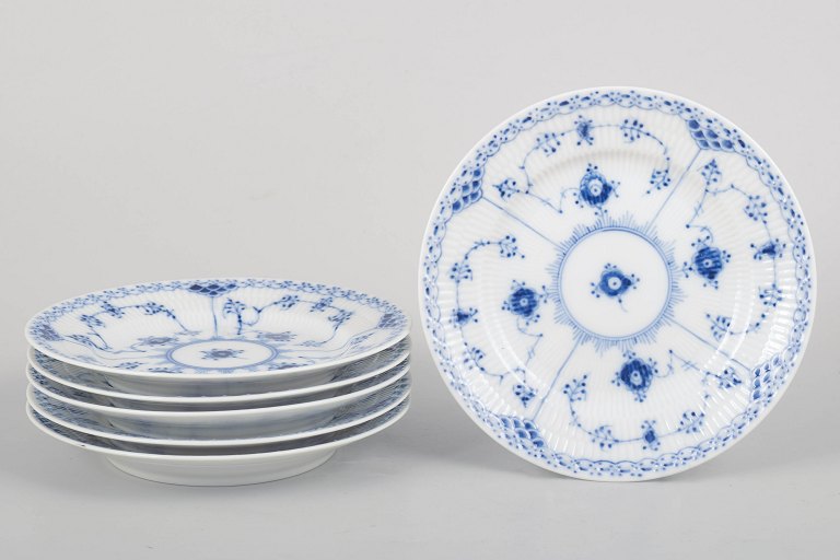 Royal Copenhagen Blue Fluted Half Lace, set of six plates.