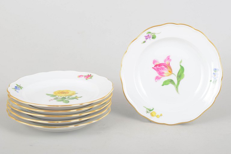 Meissen Saxon Flower, set of six small side dishes.
