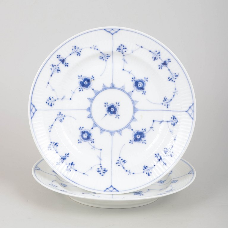 Royal Copenhagen Blue Fluted Plain, pair of lunch plates.