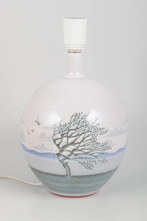 Unique Danish ceramic lamp, signed Leif.