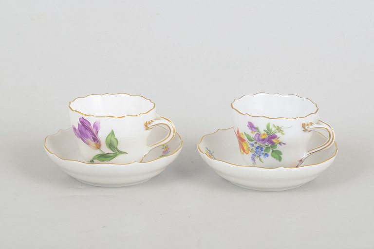 Meissen, par mokkakopper med underkopper.