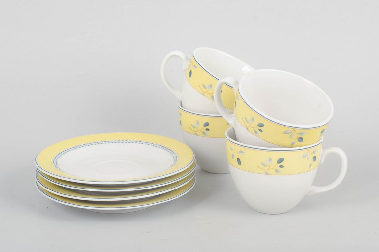 Royal Doulton, Blueberry, set of four large coffee cups with saucers.