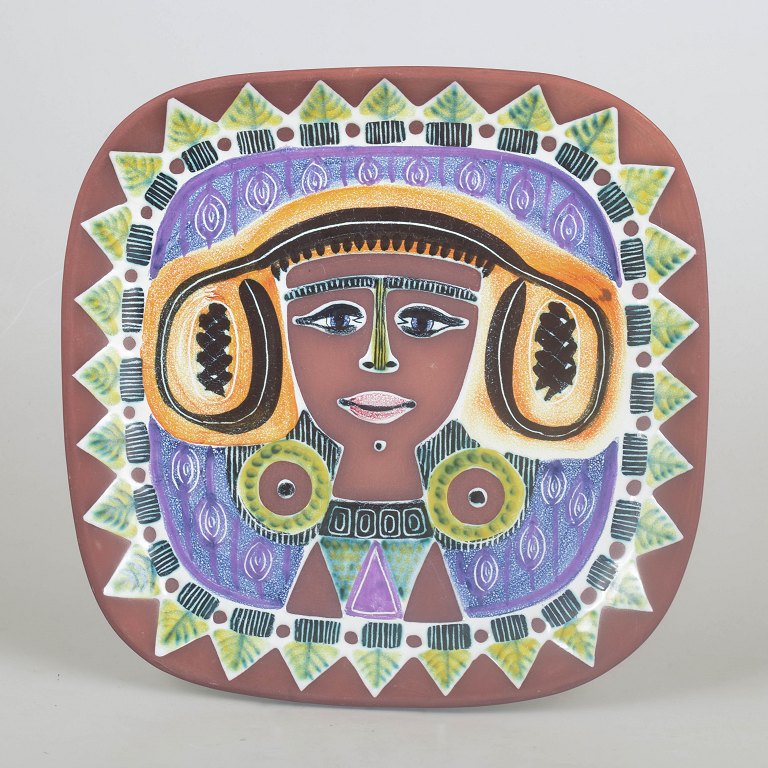 Jane Wålstedt, Large Ceramic Wall Plaque with Female Portrait.