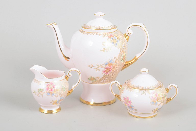 Tuscan, coffee service with coffee pot, sugar bowl and creamer.
