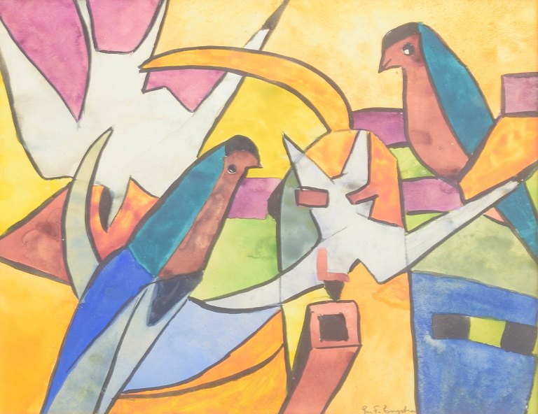 Per F. Engström, watercolour, listed Swedish artist.